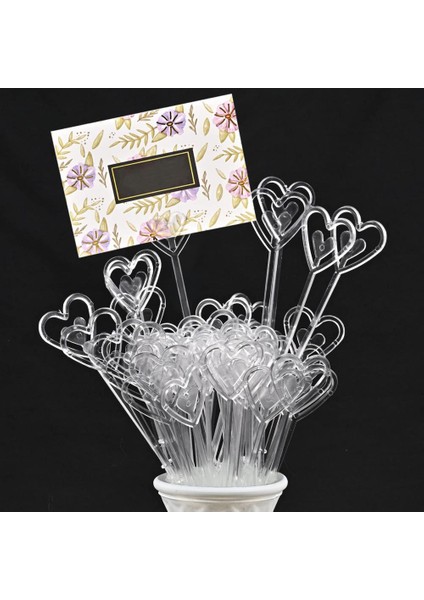 Pembe 100 Adet Kart Tutucu Kalp Şeklinde Çok Amaçlı Çiçek Aranjmanı Buket Düğün Dekorasyon Buket Topper Ev Gereçleri (Yurt Dışından) fırsatları