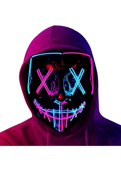 1buz Turuncu Cadılar Bayramı Maskesi LED Işık Neon LED Tasfiye Korkunç Maske Festival Cosplay Cadılar Bayramı Kostüm Masquerade Partileri Karnaval Hediye 2023 (Yurt Dışından) fiyatları