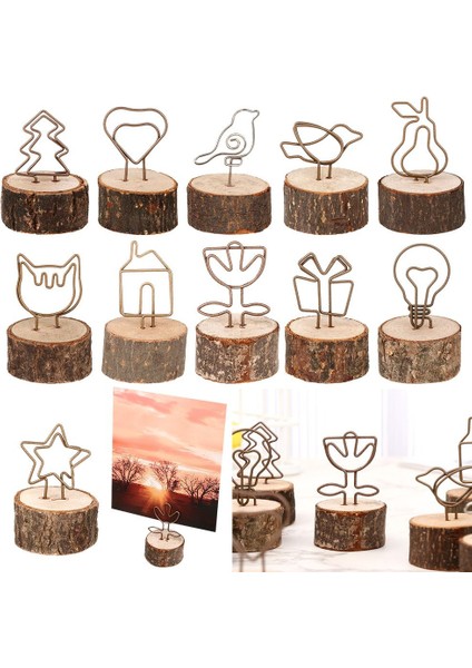 Ağaç Masaüstü Dekorasyon Ahşap Yuvarlak Şekil Taban Masa Numaraları Tutucu Resim Çerçevesi Fotoğraf Klipler Kelepçeler Standı Yer Kartı (Yurt Dışından) fırsatları