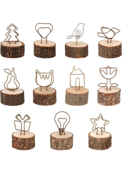 Ağaç Masaüstü Dekorasyon Ahşap Yuvarlak Şekil Taban Masa Numaraları Tutucu Resim Çerçevesi Fotoğraf Klipler Kelepçeler Standı Yer Kartı (Yurt Dışından) indirimleri
