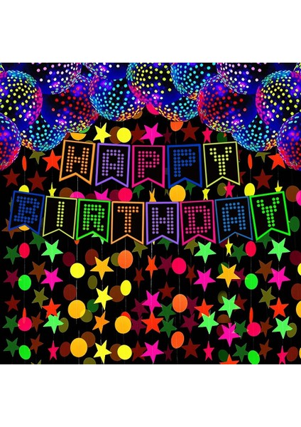 Parlayan Bant Neon Glow Parti Çelenkler Aydınlık Balonlar Mutlu Doğum Günü Afişler Karanlıkta Glow Çocuk Doğum Günü Düğün Floresan Süslemeleri (Yurt Dışından)
