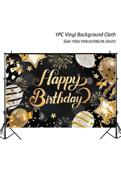 Stil 2 Siyah Altın Doğum Günü Arka Plan Afiş Altın Glitter Fotoğraf Standında Zemin Asılı Bayrak Mutlu Doğum Günü Partisi Dekorasyon Arka Plan (Yurt Dışından)