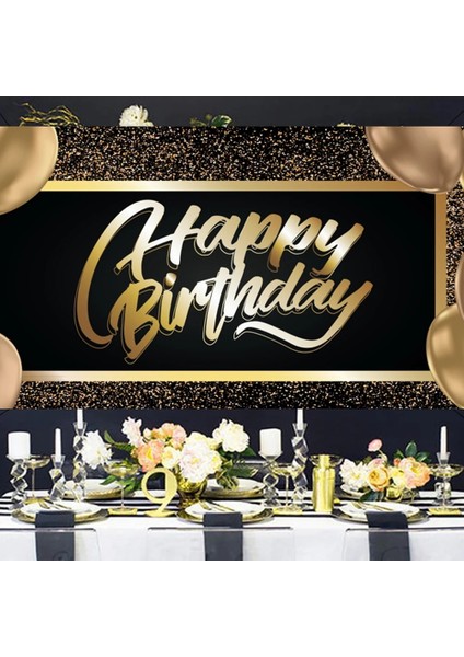 Stil 2 Siyah Altın Doğum Günü Arka Plan Afiş Altın Glitter Fotoğraf Standında Zemin Asılı Bayrak Mutlu Doğum Günü Partisi Dekorasyon Arka Plan (Yurt Dışından) fırsatları