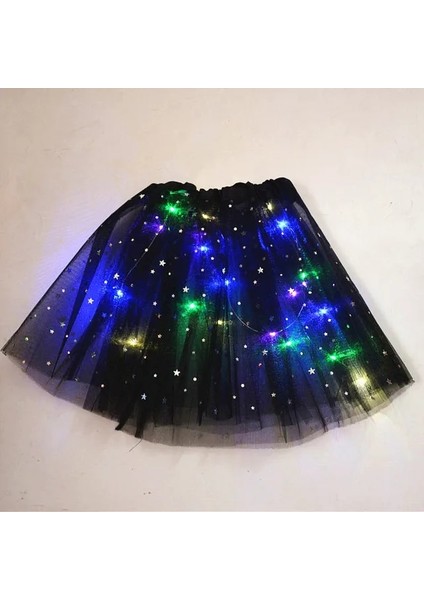 2-8 Yıl Kızlar Için Siyah Glow Kız Kadın Yıldız LED Tutu Işık Etek Doğum Günü Partisi Kostüm Topu Düğün LED Elbise Bale Giyim Noel Cadılar Bayramı (Yurt Dışından)