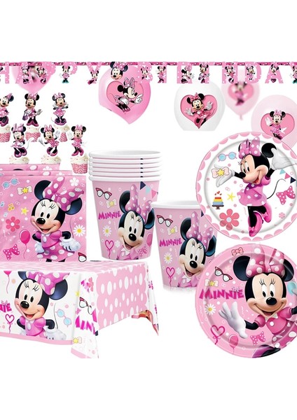 49 Adet 1 Adet Minnie Mouse Fotoğraf Backdrop Minnie Doğum Günü Arka Plan Prenses Kız Pembe Dekorasyon Bebek Duş Parti Malzemeleri (Yurt Dışından) fiyatları