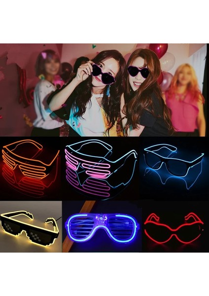 Aşk Mavi LED Işıklı Gözlük Cadılar Bayramı Parlayan Neon Noel Partisi Bril Yanıp Sönen Hafif Glow Güneş Gözlüğü Cam Festivali Aksesuarları Rave (Yurt Dışından) fiyatları