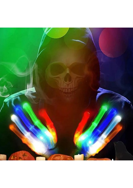 Kırmızı 1 Adet Cadılar Bayramı LED Eldiven Neon Guantes Parlayan Cadılar Bayramı Işık Prop Aydınlık Yanıp Sönen Kafatası Eldiven Dans Kulübü Noel Kaynağı (Yurt Dışından) indirimleri
