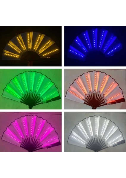 Beyaz Glow Katlanır LED Fan Dans Işıkları Gece Gösterisi Dj Floresan Bar Gece Kulübü Parti Hediyeler Cadılar Bayramı Dekorasyon Renk Değişen Fan (Yurt Dışından) fırsatları