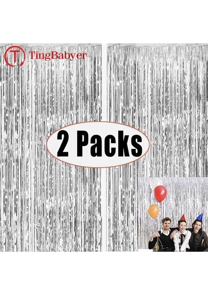 Gül Altın 2 Paket 1x2 M Gümüş Metalik Folyo Tinsel Saçak Perde Zemin Doğum Günü Düğün Bekarlığa Veda Partisi Dekorasyon Yetişkin Yıldönümü (Yurt Dışından)