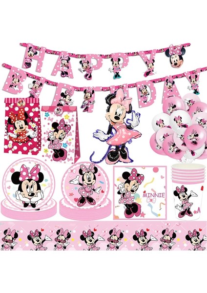 Saç Bandı-6 Adet Minnie Mouse Çıkartmalar Doğum Günü Partisi Dekor Pembe Minnie Tek Kullanımlık Sofra Kağıt Tabaklar Banner Masa Örtüsü Bebek Duş Malzemeleri (Yurt Dışından) fırsatları