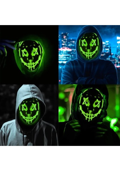 Sarı Jason Kostüm Maskesi LED Tasfiye Maskesi Light Up Korkunç Cadılar Bayramı Kostümleri Maske Erkekler Kadınlar Yetişkinler Çocuklar Için (Yurt Dışından) fırsatları