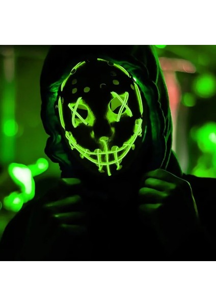 Sarı Jason Kostüm Maskesi LED Tasfiye Maskesi Light Up Korkunç Cadılar Bayramı Kostümleri Maske Erkekler Kadınlar Yetişkinler Çocuklar Için (Yurt Dışından) indirimleri