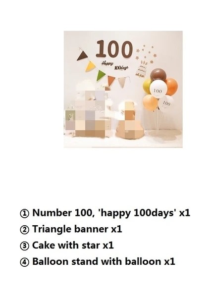Stil 7 Ins Çocuklar Mutlu 100 Gün Parti Zemin Dekor Seti Bebek Duş Parti Balonları Set Yıldönümü Şekerleri (Yurt Dışından)