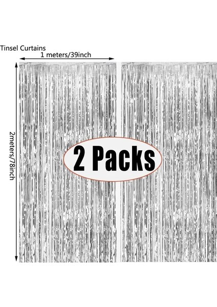 Koyu Mavi 2 Paket 2MX1M Gümüş Parti Zemin Metalik Folyo Tinsel Saçak Perde Doğum Günü Düğün Bekarlığa Veda Dekorasyon Yetişkin Yıldönümü (Yurt Dışından) fırsatları