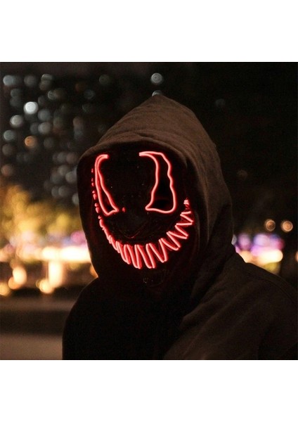Kırmızı LED Cadılar Bayramı Maskesi Korkunç Parlayan Maske Cosplay Parti Kostüm Erkek Kız Cadılar Bayramı Dekorasyon 3 Aydınlatma Modu ile Aydınlık Maske (Yurt Dışından)
