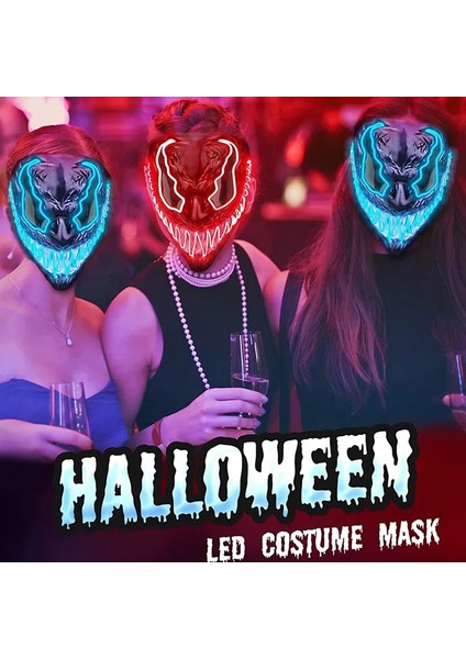 Kırmızı LED Cadılar Bayramı Maskesi Korkunç Parlayan Maske Cosplay Parti Kostüm Erkek Kız Cadılar Bayramı Dekorasyon 3 Aydınlatma Modu ile Aydınlık Maske (Yurt Dışından) modelleri