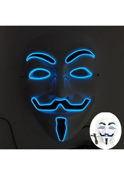 08 Sıcak Cadılar Bayramı Rave Aydınlık Film Tema Maskesi LED Işık Anonim Maske V Vendetta Cosplay Parti Parlayan Tam Yüz Maskesi (Yurt Dışından)