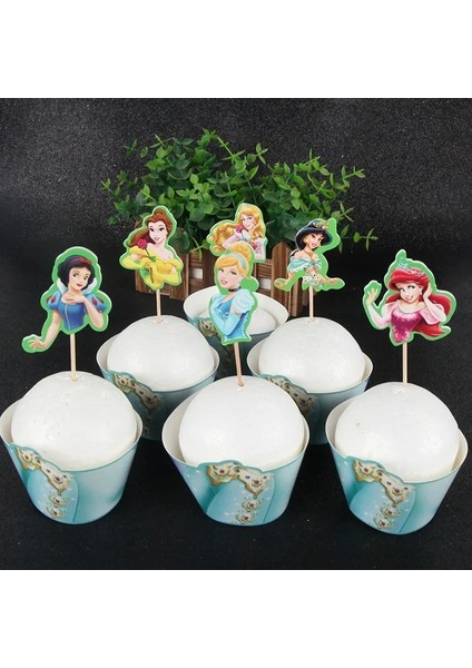 12TOPPER-12WRAPPER Prenses Kar Kraliçesi Tema Tek Kullanımlık Sofra Süslemeleri Çocuk Kız Doğum Günü Partisi Malzemeleri Prenses Fincan Plaka Masa Örtüsü Seti (Yurt Dışından)