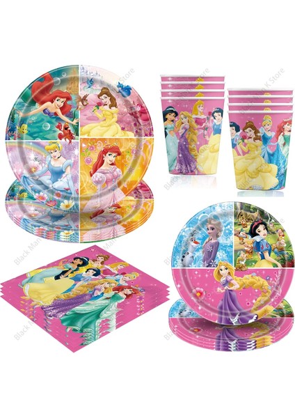 12TOPPER-12WRAPPER Prenses Kar Kraliçesi Tema Tek Kullanımlık Sofra Süslemeleri Çocuk Kız Doğum Günü Partisi Malzemeleri Prenses Fincan Plaka Masa Örtüsü Seti (Yurt Dışından) fiyatları