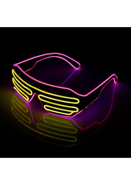 J LED Işıklı Gözlük Cadılar Bayramı Parlayan Neon Noel Partisi Bril Yanıp Sönen Hafif Parlamalı Güneş Gözlüğü Cam Festivali Malzemeleri Kostümleri (Yurt Dışından)