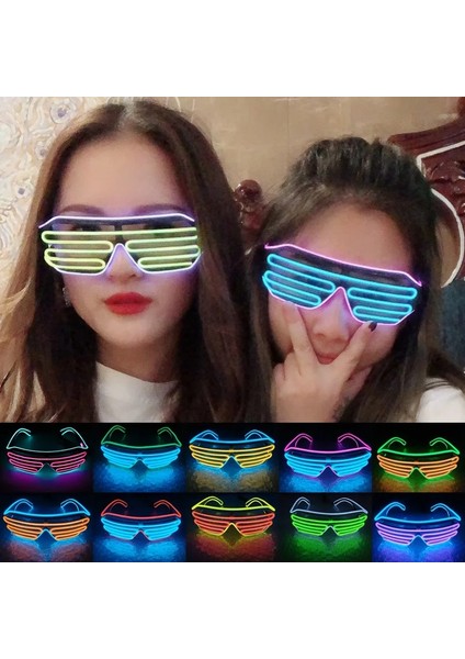 J LED Işıklı Gözlük Cadılar Bayramı Parlayan Neon Noel Partisi Bril Yanıp Sönen Hafif Parlamalı Güneş Gözlüğü Cam Festivali Malzemeleri Kostümleri (Yurt Dışından) modelleri