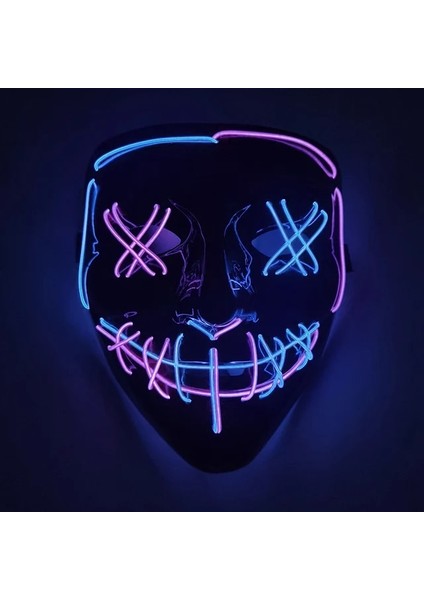 B09 Cadılar Bayramı Neon Maskesi Karışık Renkli LED Maskeleri Masque Masquerade Parti Korku Maskeleri Karanlıkta Glow Komik Cosplay Kostüm Malzemeleri (Yurt Dışından)