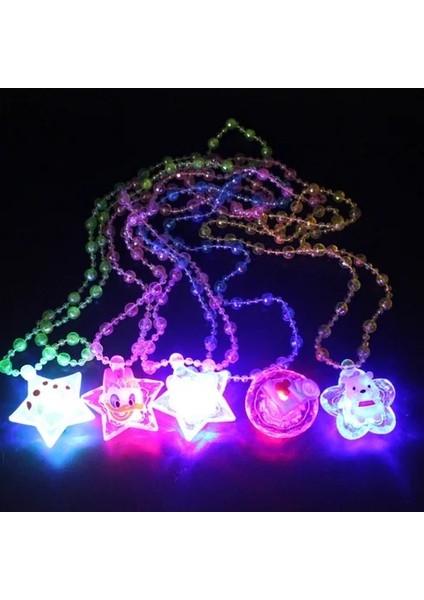 Plastik 20 Adet Işık LED Jöle Topu Yıldız Yunus Kabuklu Flaş Kolye Glow Kolye Rave Parti Hediye Düğün Festivali Cadılar Bayramı (Yurt Dışından)