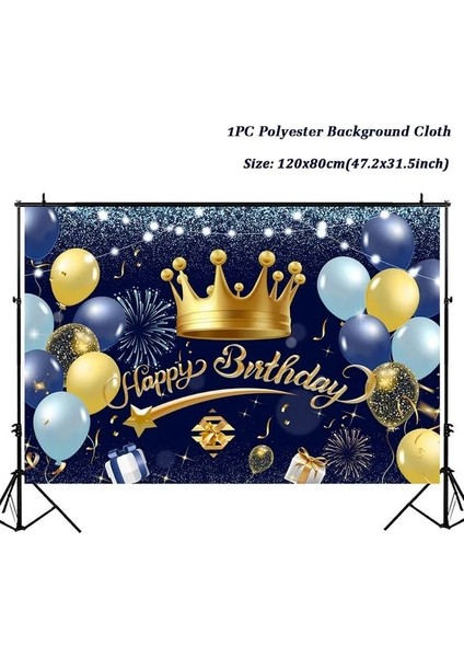 Hb Tarzı 01 Siyah Altın Mutlu Doğum Günü Zemin Banner Arka Plan 30. 40. 50. Doğum Günü Fotoğraf Arka Plan Doğum Günü Partisi Zemin Dekor (Yurt Dışından)