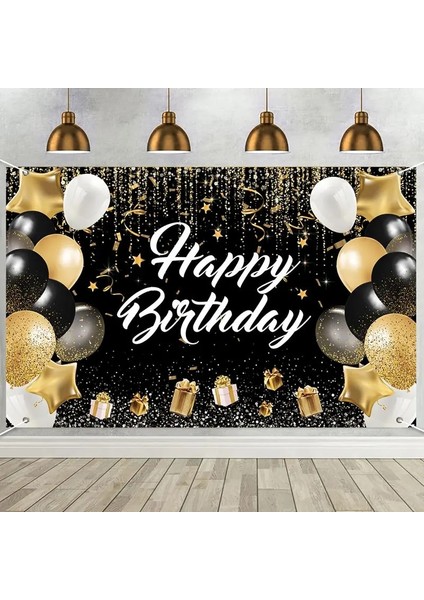 Hb Tarzı 01 Siyah Altın Mutlu Doğum Günü Zemin Banner Arka Plan 30. 40. 50. Doğum Günü Fotoğraf Arka Plan Doğum Günü Partisi Zemin Dekor (Yurt Dışından) fırsatları