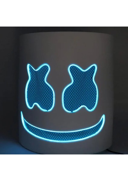 Mavi Dj Müzik Festivali Cadılar Bayramı Maskesi Sahne Tam Kafa Maskesi Cadılar Bayramı Kostümleri Cosplay Yanıp Sönen Tarzı Glow Marshmello LED Maske (Yurt Dışından)