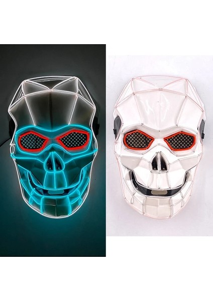Maske 5 Yeni Tasarlanmış Parlayan Cadılar Bayramı Partisi Maskesi Yanıp Sönen LED Maskeleri El Neon Işık Cosplay Maske Kostüm Sahne Glow Parti Malzemeleri (Yurt Dışından)
