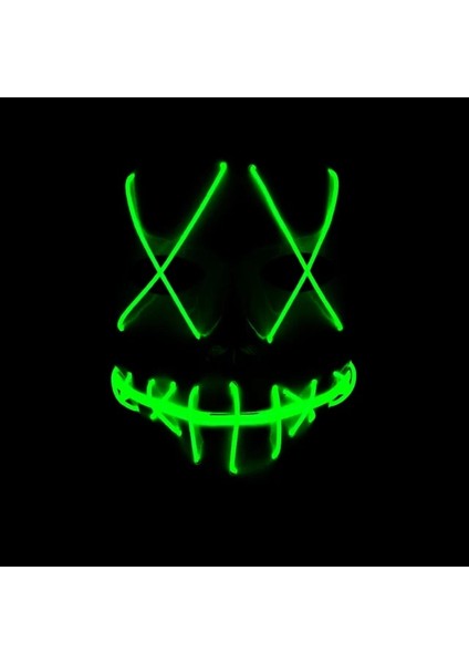 Yeşil LED Maske Cadılar Bayramı Maskara Parlayan Maskeler Neon Parti Masquerade Maska Carnaval Beyaz Horor Mascarillas Işık Korku Maskesi Maski (Yurt Dışından)