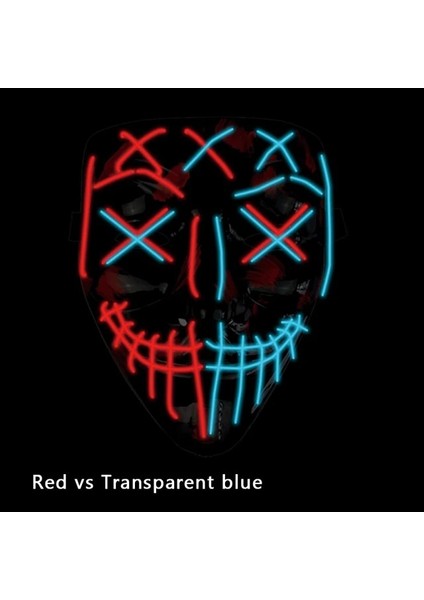 2 Renk 7 Korku Cadılar Bayramı LED Maske LED Neon Işık Up Maske Kostüm Festivali Cosplay Dj Parti Işık Up Maskeleri Seçim Tasfiye Maskara Maskesi (Yurt Dışından)