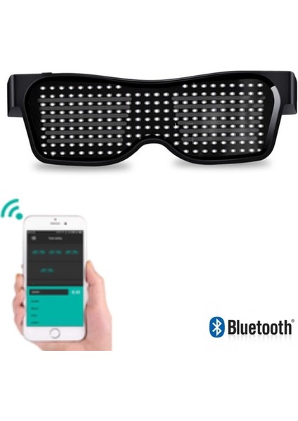 App Beyaz Yeni Yıl Gözlük Programlanabilir Ekran Mesajı LED Sihirli Gözlük Parti Bar Dj Dans Için App Kontrollü LED Güneş Gözlüğü (Yurt Dışından)