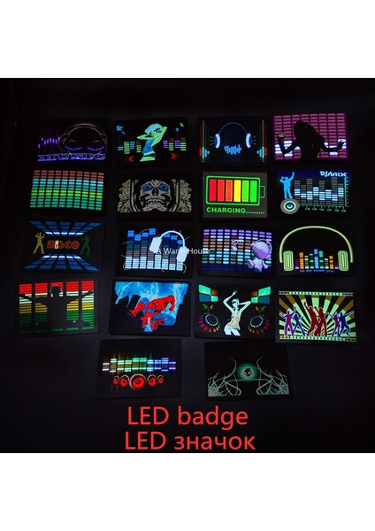H035 Sırt Çantası Üzerinde LED Rozeti Parlayan Rozetleri Neon Parti Glow Giyim Aksesuarları Aydınlık Giysi Sahne Yamalar Rave Tees Için Cotillon (Yurt Dışından) fiyatları