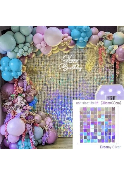 101 Yanardöner Parti Payet Zemin Glitter Pırıltılı Kare Payet Paneli Düğün Doğum Günü Partisi Dekorasyon Bebek Duş Perdesi (Yurt Dışından)