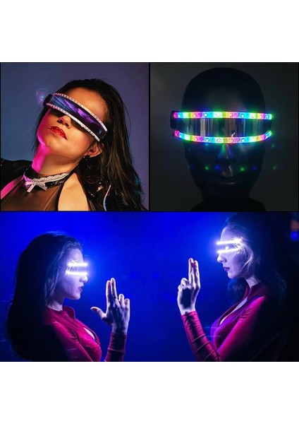 Yeşil 3 Yeni Moda LED Gözlük Yanıp Sönen Light Up Gözlük Dj Bar Gece Parti Kostüm Gözlük Dans Gösterisi Aydınlatma Sahne (Yurt Dışından)