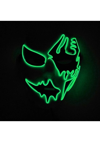 Yeşil Cadılar Bayramı Cosplay Parti El Neon Maske Light Up LED Maske Dj Parti Korkunç Maske Cadılar Bayramı Kostüm Dekorasyon Karanlıkta Glow (Yurt Dışından)