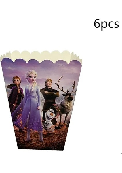Patlamış Mısır Kutusu 6 Adet Yeni Disney Elsa Anna Dondurulmuş 2 Parti Malzemeleri Kağıt Bardak Kağıt Tabaklar Masa Örtüsü Çocuk Kız Kar Kraliçesi Doğum Günü Partisi Dekor Setleri (Yurt Dışından)