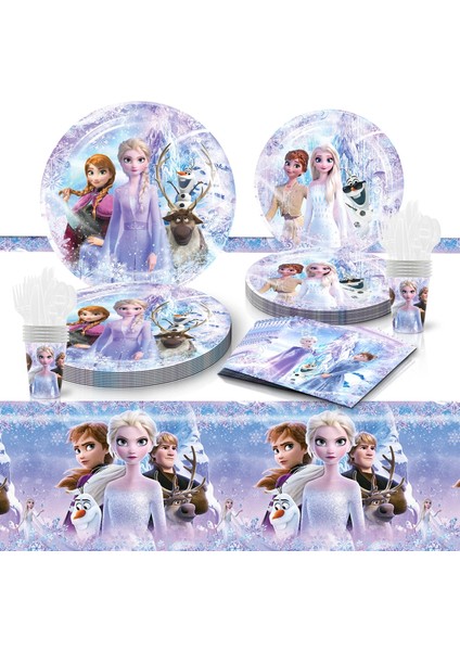 Patlamış Mısır Kutusu 6 Adet Yeni Disney Elsa Anna Dondurulmuş 2 Parti Malzemeleri Kağıt Bardak Kağıt Tabaklar Masa Örtüsü Çocuk Kız Kar Kraliçesi Doğum Günü Partisi Dekor Setleri (Yurt Dışından)