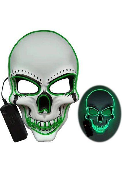 06 Kafatası LED Maske Masquerade Maskeleri Neon Maske Karanlıkta Işık Glow Maskara Korku Maskesi Parlayan Masker Cadılar Bayramı Partisi Maskesi (Yurt Dışından)