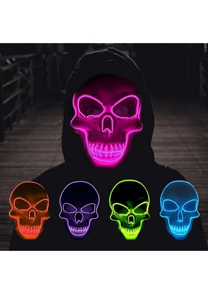 06 Kafatası LED Maske Masquerade Maskeleri Neon Maske Karanlıkta Işık Glow Maskara Korku Maskesi Parlayan Masker Cadılar Bayramı Partisi Maskesi (Yurt Dışından) fiyatları