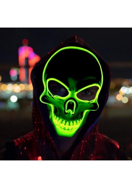 06 Kafatası LED Maske Masquerade Maskeleri Neon Maske Karanlıkta Işık Glow Maskara Korku Maskesi Parlayan Masker Cadılar Bayramı Partisi Maskesi (Yurt Dışından) indirimleri