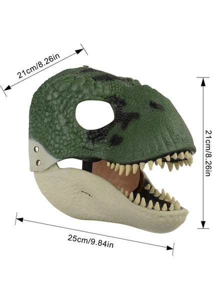 Yeşil 3D Dinozor Maskesi Korku Ejderha Lateks Başlık Masquerade Parti Cosplay Kostüm Jurassic Raptor Dino Hareketli Çene Gerçekçi Maskeleri (Yurt Dışından)