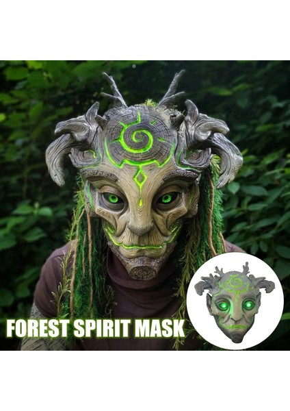 Bir Маска Cosplay Maskaralar Cadılar Bayramı 2021 Orman Ruhu Maskesi/kask Gerçekçi Yüz Kostümleri LED Işıklı Maske Komik Unisex Yetişkinler (Yurt Dışından) fiyatları