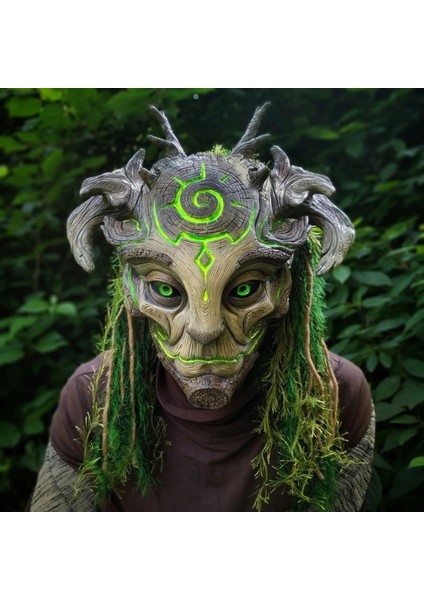Bir Маска Cosplay Maskaralar Cadılar Bayramı 2021 Orman Ruhu Maskesi/kask Gerçekçi Yüz Kostümleri LED Işıklı Maske Komik Unisex Yetişkinler (Yurt Dışından) modelleri