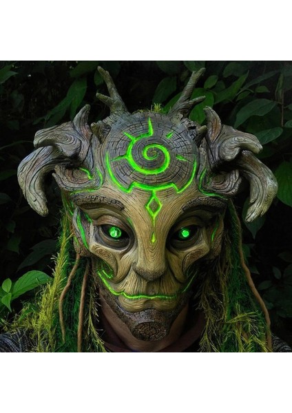 Bir Маска Cosplay Maskaralar Cadılar Bayramı 2021 Orman Ruhu Maskesi/kask Gerçekçi Yüz Kostümleri LED Işıklı Maske Komik Unisex Yetişkinler (Yurt Dışından) indirimleri