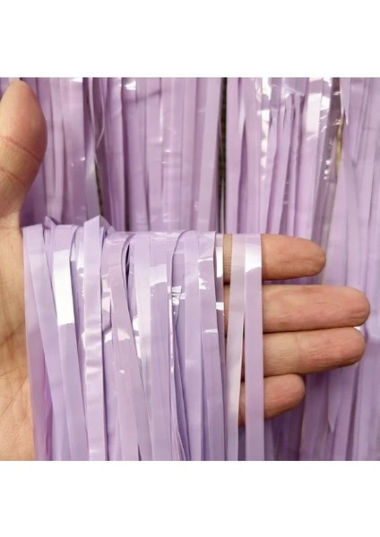 Macaron Mor 1x2 M Yanardöner Saçak Perde Holografik Zemin Parti Malzemeleri Denizkızı Folyo Saçak Perdeler Parti Süslemeleri Pembe Zemin (Yurt Dışından)