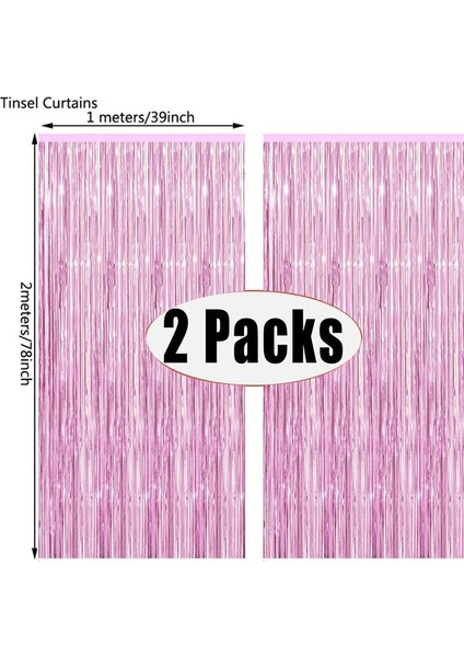Pembe 2 Paket 1x2 M Gümüş Metalik Folyo Tinsel Saçak Perde Zemin Doğum Günü Düğün Bekarlığa Veda Partisi Dekorasyon Yetişkin Yıldönümü (Yurt Dışından)