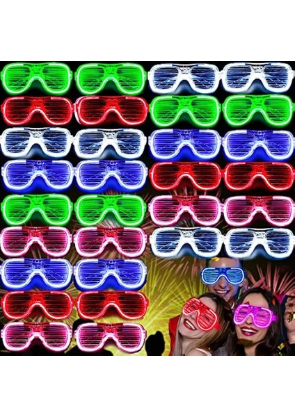 Mavi 20 Adet 10/20/30/40/50 Adet Karanlıkta Glow LED Gözlük Light Up Güneş Gözlüğü Neon Parti Çocuklar Yetişkinler Için Glow Gözlük Şekeri Parti Kaynağı (Yurt Dışından)